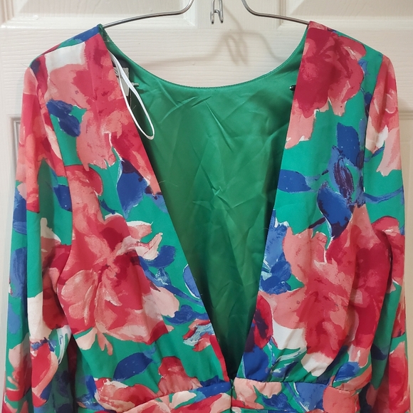 Lulus Sweetest Song Green Floral Print Backless Long Sleeve Romper - Picture 9 of 13